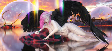 Картинка 3д+графика существа+ creatures девушка взгляд фон