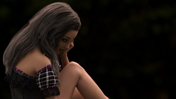 обоя 3д графика, люди , people, девушка, взгляд, фон, грудь