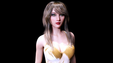 Картинка 3д+графика люди+ people девушка взгляд фон