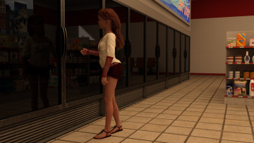 Картинка 3д+графика люди+ people девушка взгляд фон