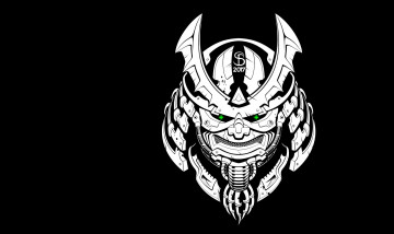 Картинка рисованное минимализм самурай маска cyber samurai mask арт seryoga biryukov