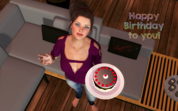 Картинка 3д+графика праздники+ holidays девушка взгляд фон