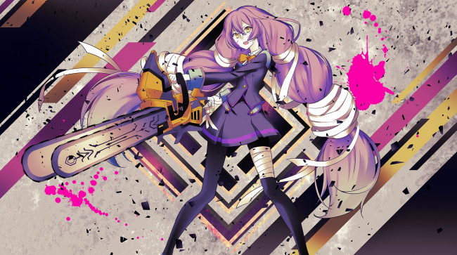 Обои картинки фото аниме, оружие,  техника,  технологии, девушка