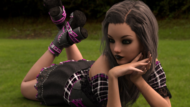 Обои картинки фото 3д графика, люди , people, девушка, взгляд, фон