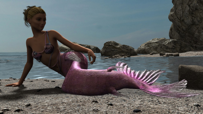 Обои картинки фото 3д графика, существа , creatures, девушка, взгляд, фон, русалка
