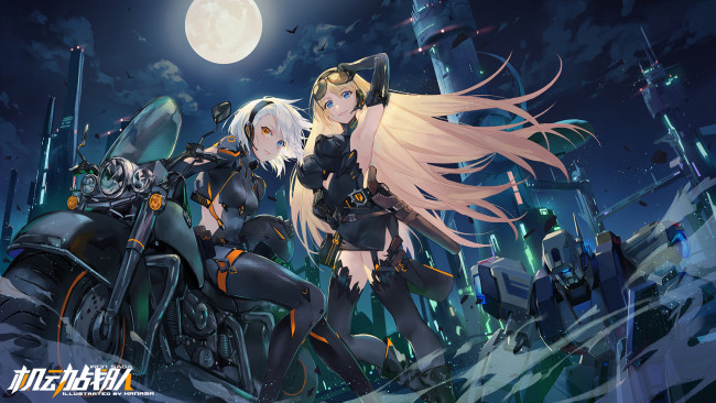 Обои картинки фото аниме, оружие,  техника,  технологии, девушки