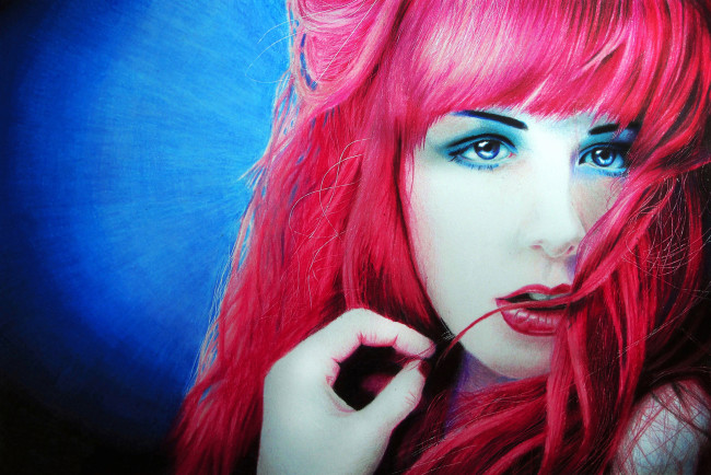 Обои картинки фото рисованное, люди, девушка, фон, взгляд