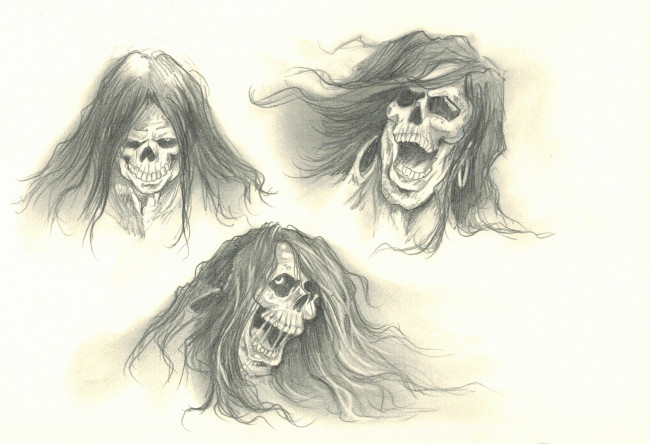 Обои картинки фото разное, арты, взгляд, череп, фон, оскал