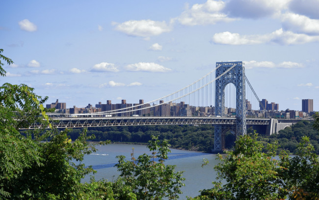 Обои картинки фото города, - мосты, река, мост, облака