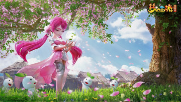 Картинка видео+игры fantasy+westward+journey девушка существа дерево лепестки