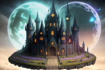 Картинка фэнтези замки нейросети графика нейроарт ai art нейронные сети рисунки нейро искусство