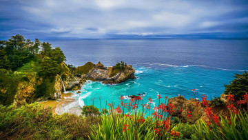 Картинка mcway+falls big+sur california природа побережье mcway falls big sur