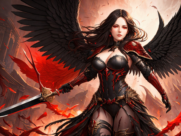 Обои картинки фото фэнтези, ангелы, нейросети, графика, нейроарт, ai, art, нейронные, сети, рисунки, нейро, искусство