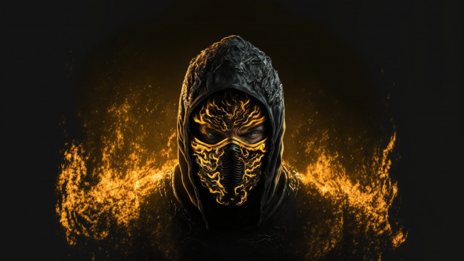 Обои картинки фото видео игры, mortal kombat, нейросети, графика, нейроарт, ai, art, нейронные, сети, рисунки, нейро, искусство, mortal, kombat, scorpion