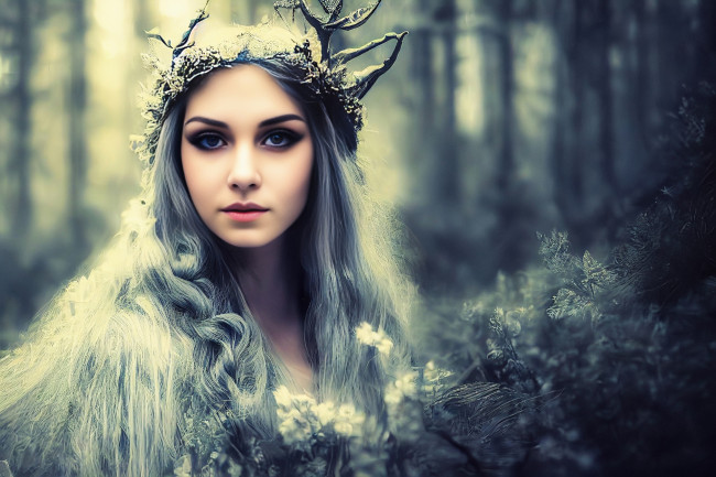 Обои картинки фото фэнтези, фотоарт, лицо, бенок, лес