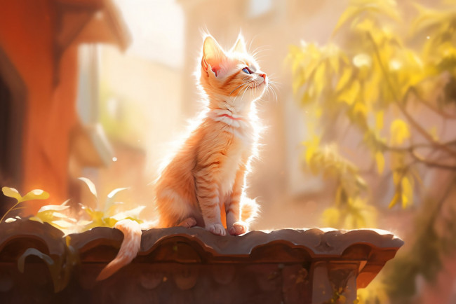 Обои картинки фото рисованное, животные, нейросети, графика, нейроарт, ai, art, нейронные, сети, рисунки, нейро, искусство, котенок