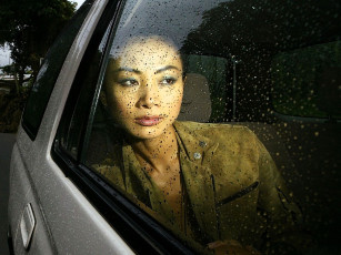 обоя девушки, bai ling, азиатка, лицо, куртка, машина