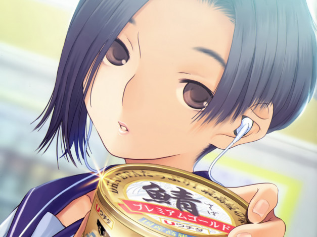 Обои картинки фото аниме, loveplus, наушники, девушка