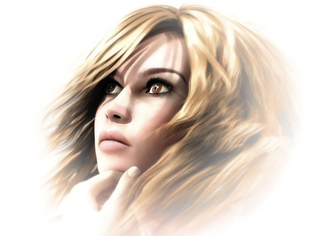 Обои картинки фото рисованные, люди, глаза, волосы, взгляд