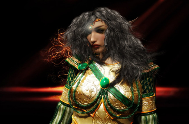 Обои картинки фото 3д, графика, elves, эльфы, девушка, одежда, тёмный