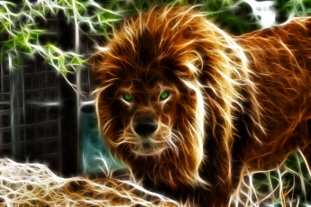 Картинка 3д графика animals животные лев