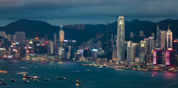 Картинка города гонконг китай панорама