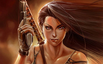 Картинка фэнтези девушки пистолет