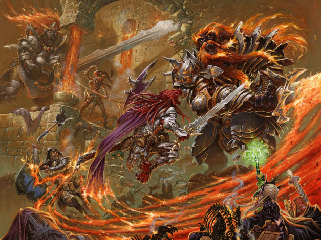 Обои картинки фото фэнтези, существа, сражение, битва, чудовища, монстры