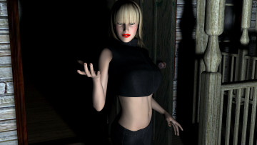 Картинка 3д графика people люди блондинка фон взгляд