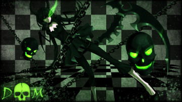 Картинка аниме black rock shooter цепи череп