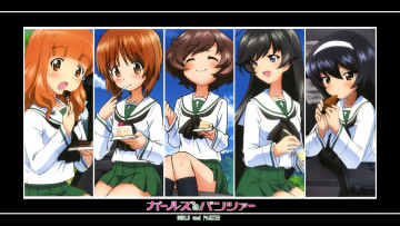 Картинка girls und panzer аниме сок пирожные девушки