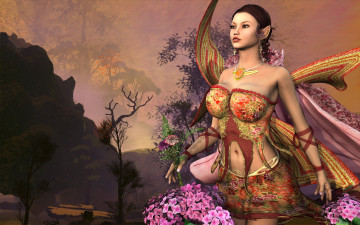 Картинка 3д графика elves эльфы цветы эльфийка