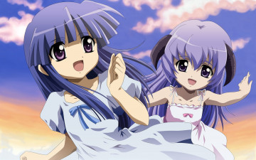 Картинка аниме higurashi no naku koro ni облака девушки furude rika hanyuu