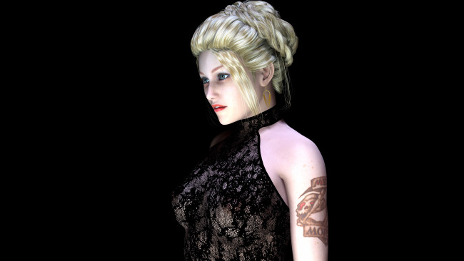 Обои картинки фото 3д, графика, people, люди, девушка, взгляд, платье