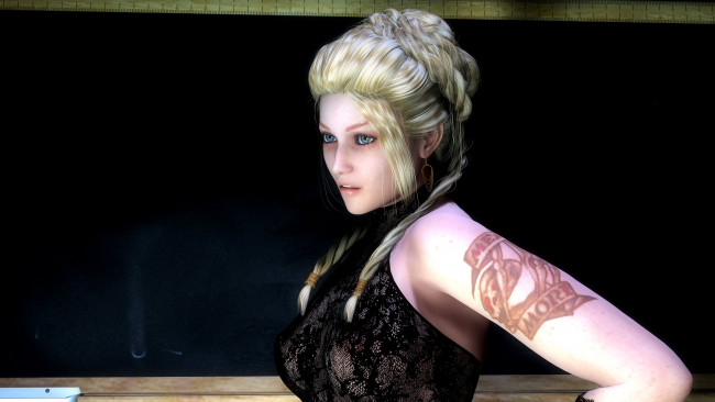 Обои картинки фото 3д, графика, people, люди, взгляд, платье, девушка