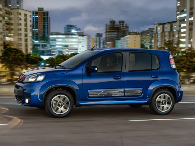 Обои картинки фото автомобили, fiat, синий, 2014г, sporting, uno