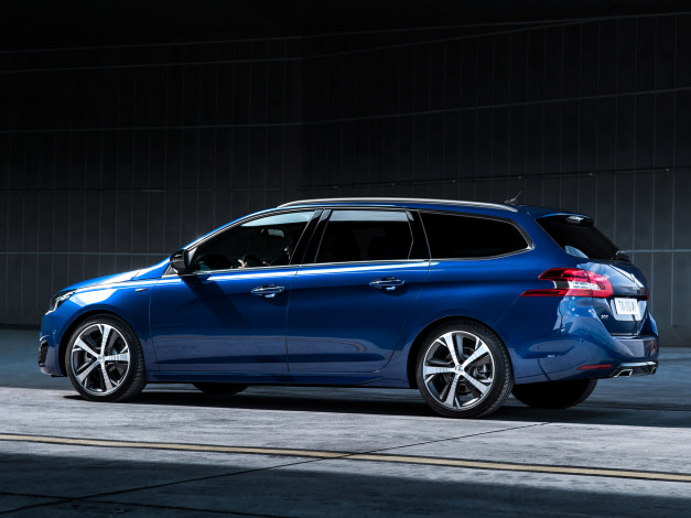 Обои картинки фото автомобили, peugeot, 308, gt, синий, 2014г, sw