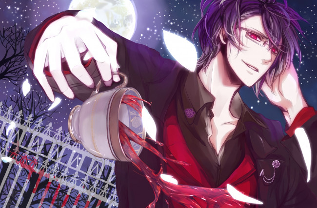Обои картинки фото аниме, diabolik lovers, вампир, рейджи, сакамаки, reiji, sakamaki, парень, арт