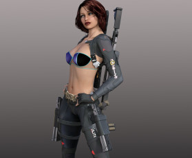 Картинка 3д+графика фантазия+ fantasy девушка взгляд фон оружие