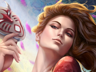 Картинка видео+игры league+of+legends маска волосы девушка akali league of legends арт