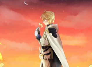 Картинка аниме owari+no+seraph микаэлла последний серафим вампир арт закат цветок парень