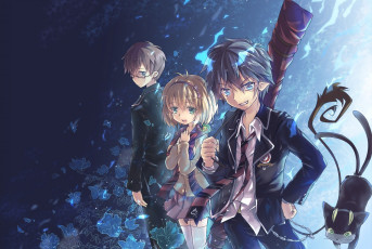 Картинка аниме ao+no+exorcist девушка рин rin okumura парни blue exorcist kuro юкио окумура ao no moriyama shiemi братья синий экзорцист арт north abyssor