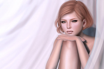 Картинка 3д+графика люди+ people задумчивость девушка настроение прическа