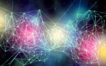 Картинка 3д+графика абстракция+ abstract точки цвета свечение космос ломаные линии