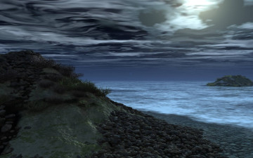 Картинка 3д+графика природа+ nature тучи остров море