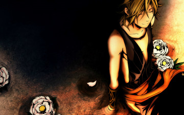 Картинка аниме donten+ni+warau камелии парень hirari abeno visual novel kemuri karakara art черный фон donten ni warau