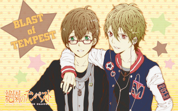 Картинка аниме zetsuen+no+tempest zetsuen no tempest зеленые глаза друзья звездочки наушники очки ren saizaki art yoshino takigawa mahiro fuwa