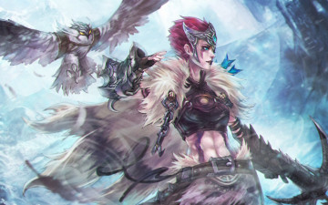 Картинка фэнтези девушки арт девушка птица арбалет