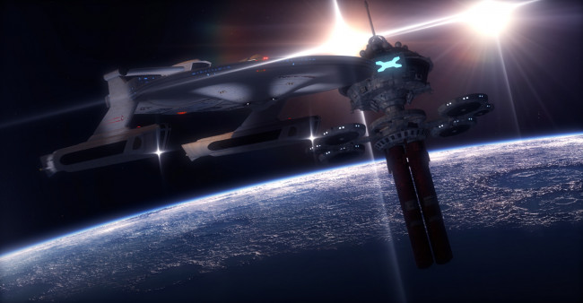 Обои картинки фото космос, арт, космический, корабль, полет, вселенная, планета