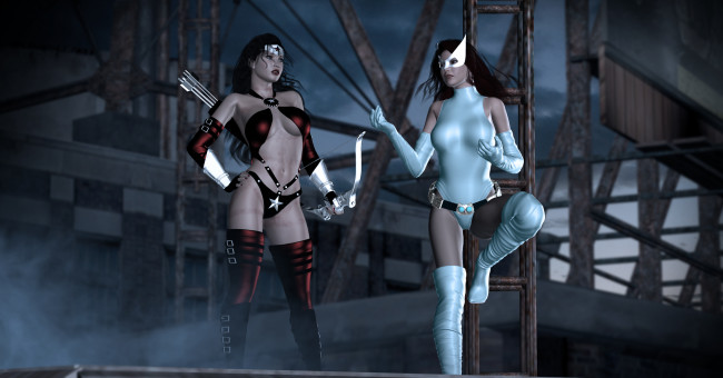 Обои картинки фото 3д графика, амазонки , amazon, фон, взгляд, девушки, оружие